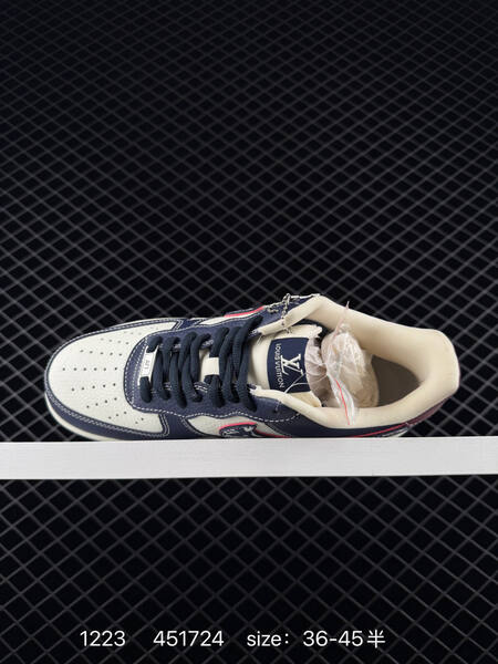 Nike Air Force 1 07 navy white burgundy with Supreme and Louis Vuitton-style monogram accents 36-45 casual lifestyle