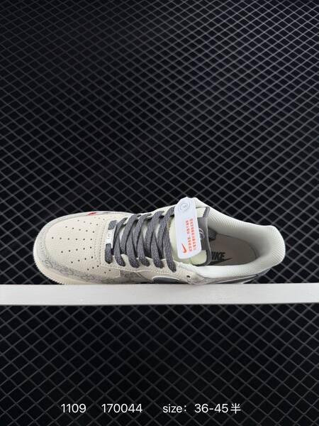 Nike Air Force 1 Low gray and white with monogram print EU 36-45 lifestyle
