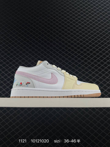 Jordan Air Jordan 1 Low White Beige Pink Light Blue Grey EU 36-46 Sneaker - Unisex (BS-80218)