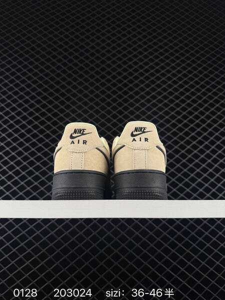 Nike Air Force 1 07 beige cream with black sole and black outlined Swoosh EU 36-46 5 lifestyle