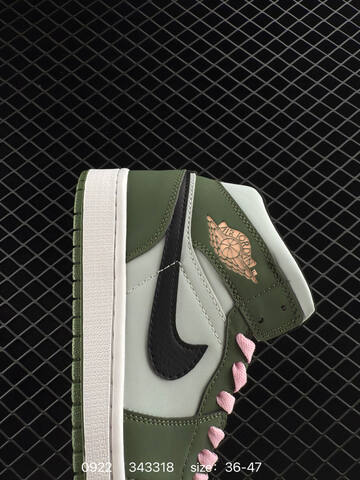 Jordan Air Jordan 1 Mid Olive Green Light Grey Black Pink White EU 36-47 Basketball Shoe - Unisex (BS-80658)