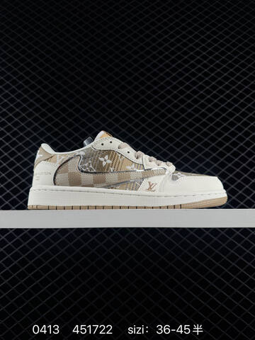 Jordan Air Jordan 1 Low Travis Scott Reverse Mocha Louis Vuitton Supreme Custom Beige White Grey Red Silver EU 36-45 Sneaker - Unisex (BS-79491)