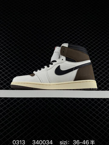 Jordan Air Jordan 1 Retro High OG Travis Scott Sail Dark Mocha Black Cream EU 36-46 Basketball Shoe - Unisex (BS-79671)