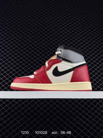 Jordan Union x Air Jordan 1 Retro High PK NRG White Red Black Grey Cream EU 36-46 Sneaker - Unisex (BS-80082)