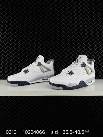 Jordan Air Jordan 4 Retro White Grey Navy Red EU 35 5-48 5 Basketball Shoe - Unisex (BS-79668)