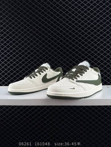 Jordan Air Jordan 1 Low Stussy Travis Scott Sail Dark Olive Green White EU 36-45 Sneaker - Unisex (BS-81145)