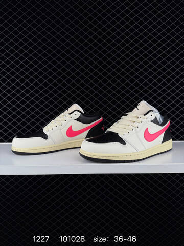 Jordan Air Jordan 1 Low White Black Pink Cream EU 36-46 Sneaker - Unisex (BS-79977)