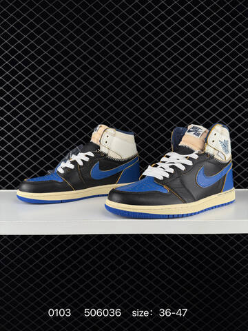 Jordan Air Jordan 1 High Black Blue White Cream EU 36-47 Basketball Shoe - Unisex (BS-79916)