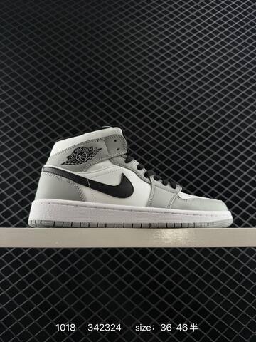 Jordan Air Jordan 1 Mid Black White Light Grey EU 36-46 Basketball Shoe - Unisex (BS-80491)
