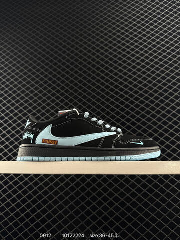 Jordan Air Jordan 1 Low Travis Scott Custom Off White Navy Grey Cream EU 36-45 Skate Shoe - Unisex (BS-80729)