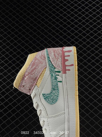 Jordan Air Jordan 1 Mid White Pink Teal Pale Yellow EU 36-47 Basketball Shoe - Unisex (BS-80651)