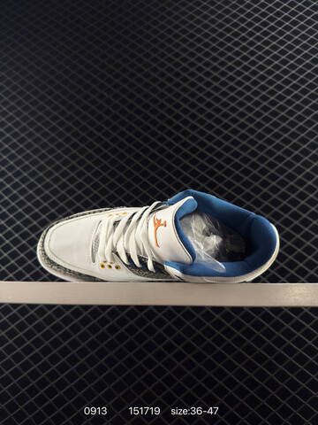 Jordan Air Jordan 3 Retro True Blue White Blue Grey Orange EU 36-47 Basketball Shoe - Unisex (BS-80722)