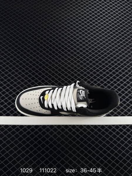 Nike Air Force 1 Low Retro black white with camo metallic swoosh and gum sole EU 36-45 casual lifestyle