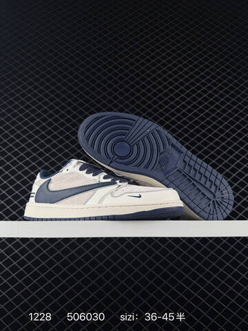 Jordan Air Jordan 1 Low OG Fragment Design x Travis Scott Sail Grey Navy Off White EU 36-45 Sneaker - Unisex (BS-79963)