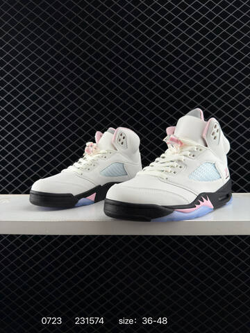 Jordan Air Jordan 5 Retro White Black Pink Light Blue EU 36-48 Basketball Shoe - Unisex (BS-81024)