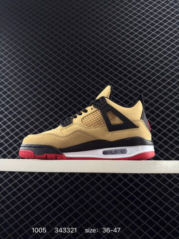 Jordan Air Jordan 4 Retro Tan Black Red White EU 36-47 Basketball Shoe - Unisex (BS-80575)