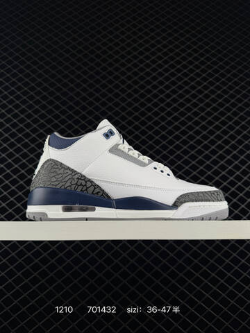 Jordan Air Jordan 3 Retro White Navy Gray Black Red EU 36-47 Basketball Shoe - Unisex (BS-80085)
