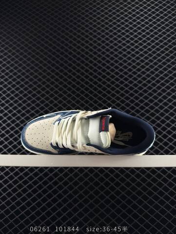Jordan Air Jordan 1 Low Travis Scott Supreme DIY Sail Navy Blue Light Blue Red EU 36-45 Sneaker - Unisex (BS-81147)