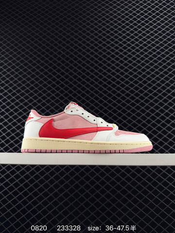 Jordan Travis Scott x Air Jordan 1 Low Reverse Mocha White Pink Red Cream EU 36-47 5 Sneaker - Unisex (BS-80873)