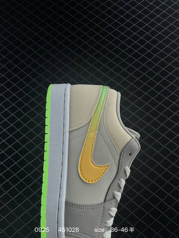 Jordan Air Jordan 1 Low Erase Your Mistakes Beige Grey Gold Neon Green White EU 36-46 Skate Shoe - Unisex (BS-80637)