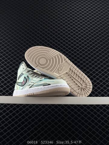 Jordan Air Jordan 1 Mid Light Mint Black Beige White Teal EU 35 5-47 Basketball Shoe - Unisex (BS-81179)
