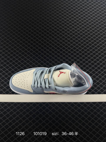 Jordan Air Jordan 1 Low Light Blue Sail Red White EU 36-46 Sneaker - Unisex (BS-80185)