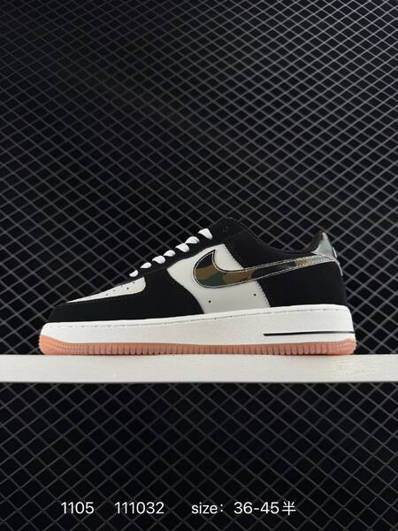 Nike Air Force 1 07 HQ1967-100 Black White with metallic silver-camo Swoosh and gum pink outsole EU 36-45 5 lifestyle