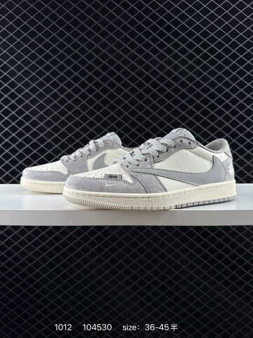 Jordan Air Jordan 1 Low Travis Scott Stussy White Grey Sail Black EU 36-45 Sneaker - Unisex (BS-80537)