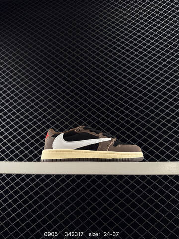 Jordan Air Jordan 1 Low Travis Scott Fragment Dark Brown Black White Cream 24-37 Sneaker - Women's (BS-80764)