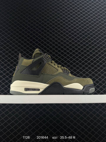 Jordan Air Jordan 4 Retro Olive Green Black Cream Pale Gold EU 35 5-48 Basketball Shoe - Unisex (BS-80186)