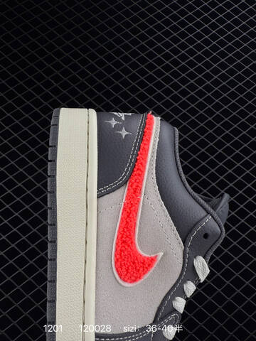 Jordan Air Jordan 1 Low Dark Grey Light Grey Bright Red Off White EU 36-40 Sneaker - Unisex (BS-80138)