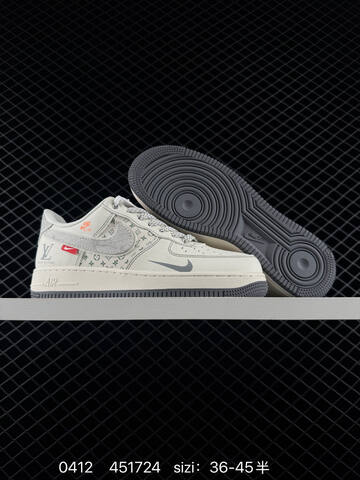 Nike Air Force 1 Low Louis Vuitton Off White Light Grey Black Red EU 36-45 Sneaker - Unisex (BS-79503)