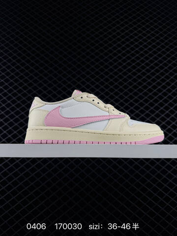 Jordan Travis Scott x Air Jordan 1 Low Pink White Red Cream EU 36-46 Sneaker - Unisex (BS-79544)