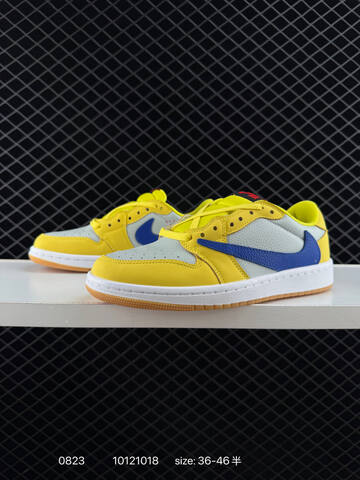Jordan Air Jordan 1 Low OG SP Travis Scott Canary Yellow Light Grey Blue White Gum EU 36-46 Sneaker - Unisex (BS-80850)