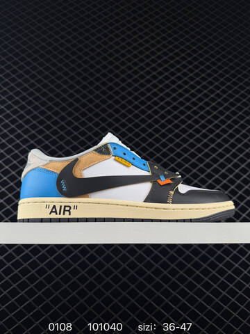 Jordan Air Jordan 1 Low Off White White Black Blue Cream Tan EU 36-47 Sneaker - Unisex (BS-79874)