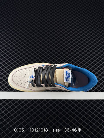 Jordan Travis Scott x Air Jordan 1 Low Sail Blue Cream Black EU 36-46 Sneaker - Unisex (BS-79895)
