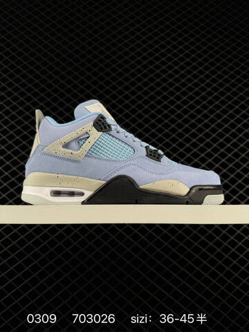 Jordan Air Jordan 4 Retro Off White Grey Blue Black Yellow EU 36 46 Basketball Shoe EU 36-46 - Unisex (BS-79686)