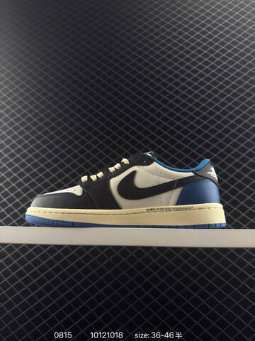 Jordan Air Jordan 1 Low Travis Scott Fragment DM7866-002 Sail Black Military Blue Cream EU 36-46 Sneaker - Unisex (BS-80910)