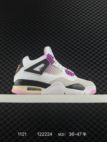 Jordan Air Jordan 4 Retro OG White Grey Black Purple Pink EU 36-47 Basketball Shoe - Unisex (BS-80220)