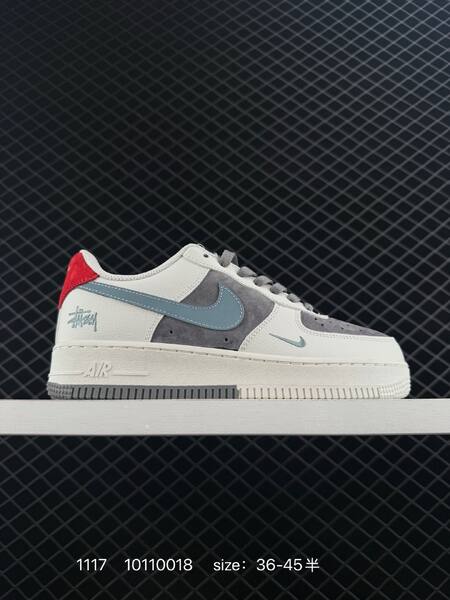 Nike Air Force 1 07 LV8 white gray black with red accents EU 36-45 lifestyle