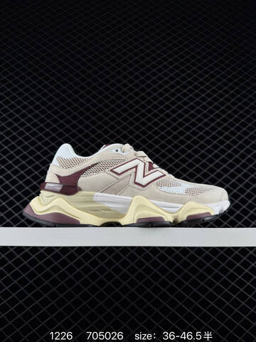 New Balance 9060 U9060ERC Beige White Burgundy Cream Black EU 36-46 5 Sneaker - Unisex (BS-82446)