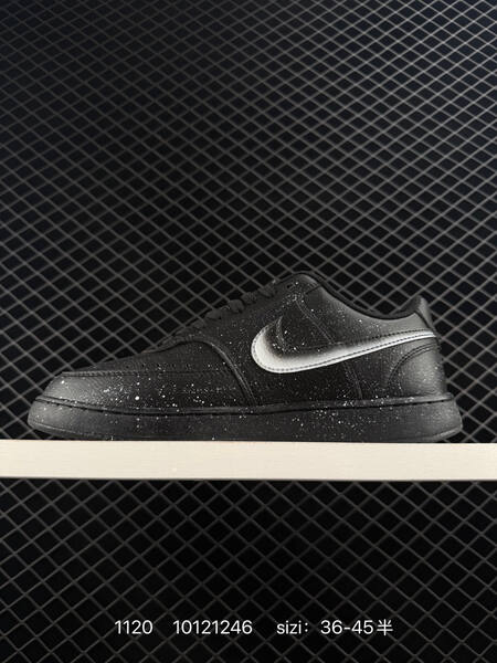 Nike Court Vision Low black with white speckle and white swoosh 36-45 casual lifestyle