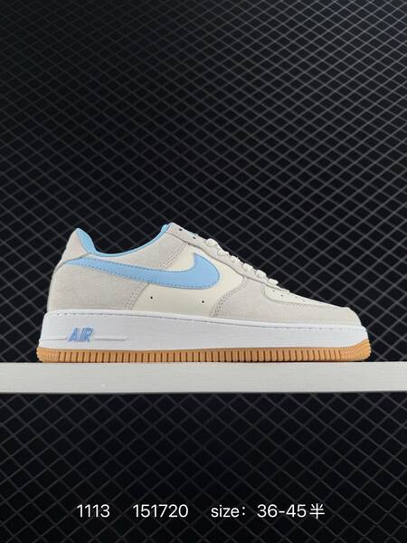 Nike Air Force 1 07 Low white light grey with light blue swoosh and lining gum sole EU 36-45 5 lifestyle
