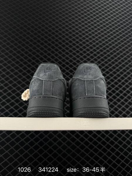 Nike Air Force 1 07 black dark grey suede with cream laces EU 36-45 lifestyle