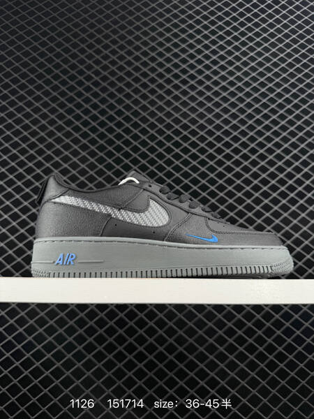 Nike Air Force 1 07 black grey with blue accents 36-45 5 lifestyle