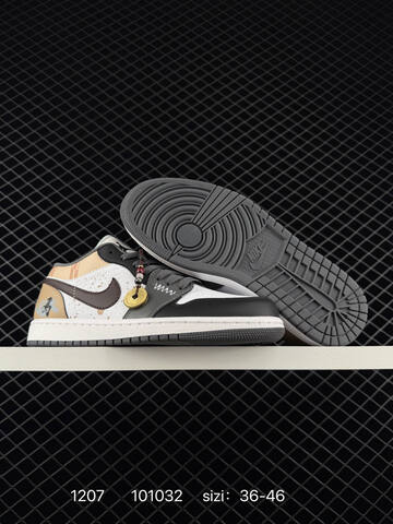 Jordan Air Jordan 1 Low Black White Grey Brown Beige EU 36-46 Sneaker - Unisex (BS-80094)