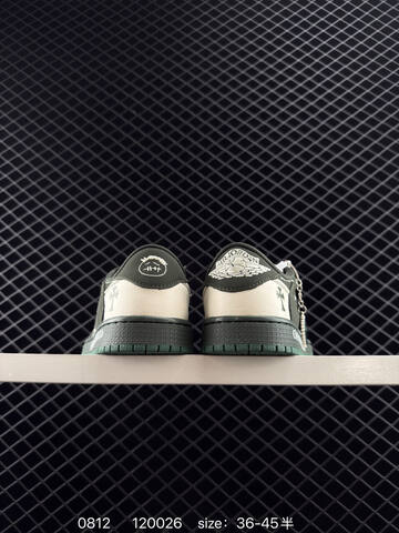 Jordan Air Jordan 1 Low Travis Scott Reverse Mocha Chrome Hearts Custom Dark Green Off White EU 36-45 Sneaker - Unisex (BS-80929)