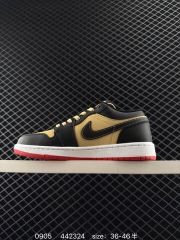 Jordan Air Jordan 1 Low Pizza Black Gold White Red EU 36-46 Sneaker - Unisex (BS-80766)