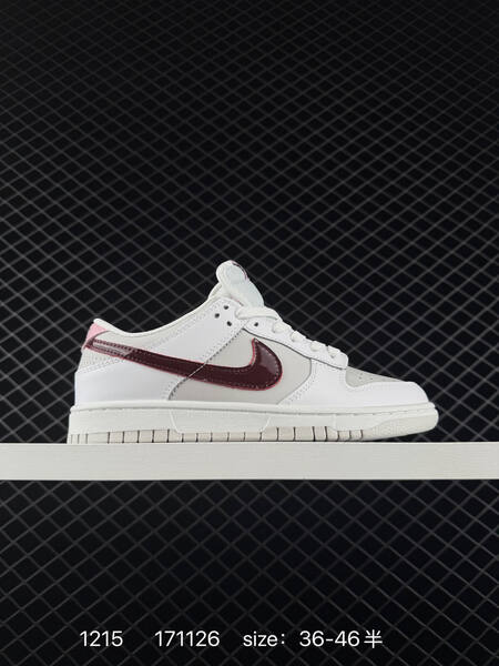 Nike SB Dunk Low Pro white light gray with burgundy swoosh and pink accents 36-46 5 skate lifestyle