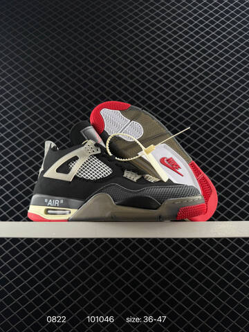 Jordan Air Jordan 4 Bred Black White Red Cream EU 36-47 Basketball Shoe - Unisex (BS-80853)